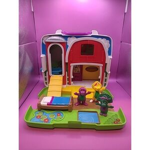 VTG Barney & Friends Farmhouse 2 in 1 Carry All Playset Case Foldable Barney BJ